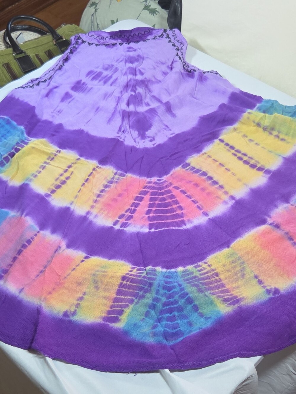 Revue Women's Purple Tie Dye Rayon Sleeveles Boho Festival Hippie - Picture 4 of 7